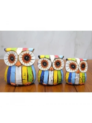 Ahşap 3lü Baykuş Seti Model 4