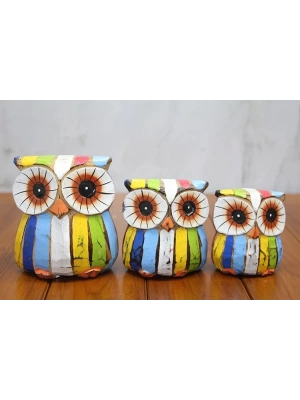 Ahşap 3lü Baykuş Seti Polos:4