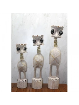 Ahşap 3lü Deve Kuşu Seti 90 Cm