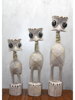Ahşap 3lü Deve Kuşu Seti 90 Cm