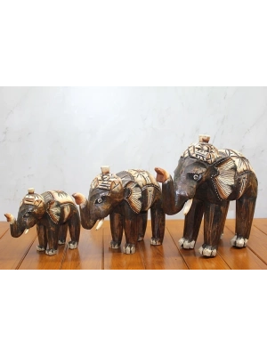 Ahşap 3lü Fil Seti Okas:12