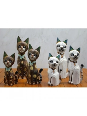 Ahşap 3lü Kedi Seti 30 Cm