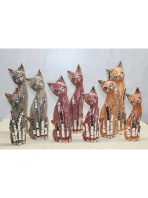 Ahşap 3lü Kedi Seti 30 Cm Model 2