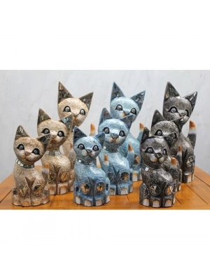 Ahşap 3lü Kedi Seti 40 Cm