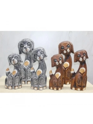 Ahşap 3lü Köpek Seti