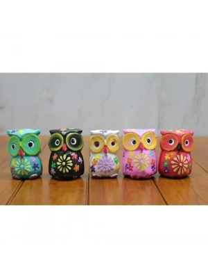 Ahşap 5li Baykuş Seti Model 2