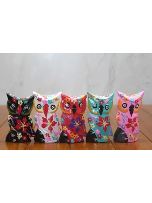 Ahşap 5li Baykuş Seti Polos-10