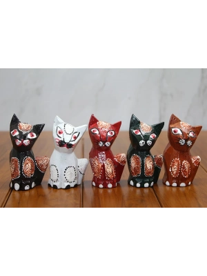 Ahşap 5li Kedi Seti Model 3