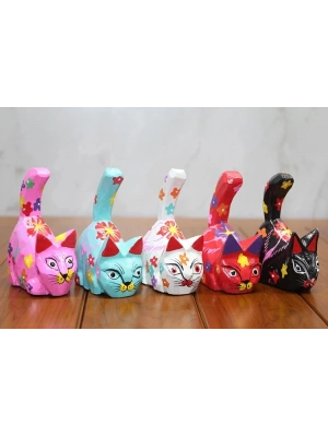 Ahşap 5li Kedi Seti Polos:11