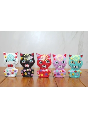 Ahşap 5li Kedi Seti Polos:5