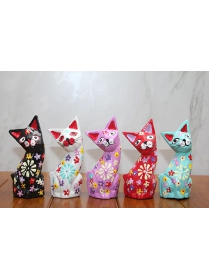 Ahşap 5li Kedi Seti Polos:7