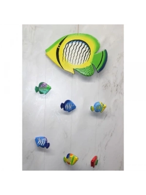 Ahşap Balıklı Rüzgar Çanı