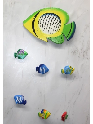 Ahşap Balıklı Rüzgar Çanı