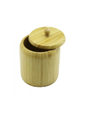 Ahşap Bambu Şekerlik Kapaklı Çap: 11.3cm Derinlik: 11cm No:12