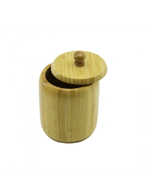 Ahşap Bambu Şekerlik Kapaklı Çap: 9cm Derinlik: 10.5cm No:10