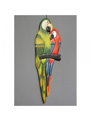 Ahşap Duvara Asmalı 2li Papağan Model 1