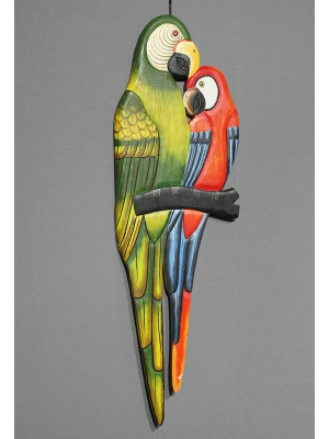 Ahşap Duvara Asmalı 2li Papağan Model 1