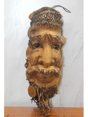 Ahşap Duvara Asmalı Yüz Figürü Sayang-10