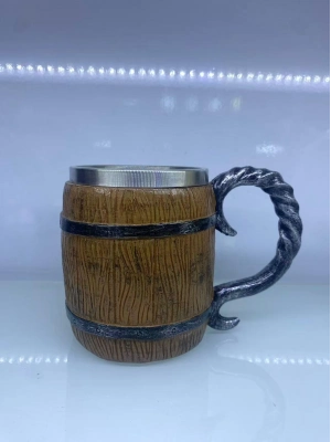 Ahşap Fıçı Çelik Kupa Kod 1152b