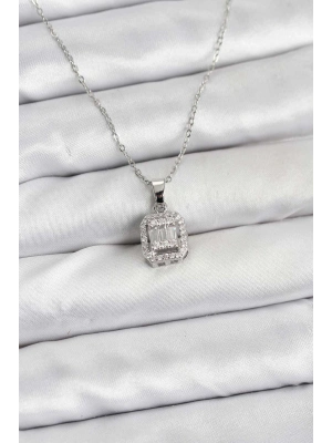 316L Çelik Zincir Gümüş Renk Baget Model Kadın Kolye