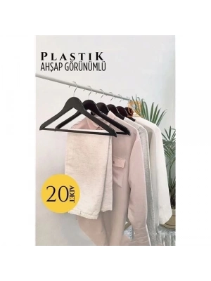 Ahşap Görünüm Plastik Askı 20 ADET SİYAH