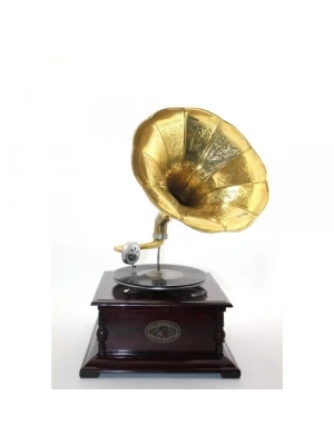 Ahşap Kare Gramofon Taş Plak Çalar