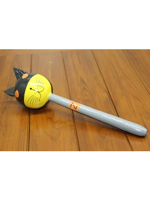 Ahşap Kedili Batman Marakas Tekli