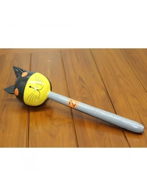 Ahşap Kedili Batman Marakas Tekli