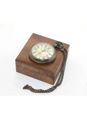 Ahşap Kutulu Pirinç Köstekli Saat Model 10