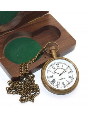 Ahşap Kutulu Pirinç Köstekli Saat Model 4