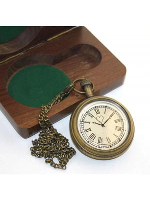 Ahşap Kutulu Pirinç Köstekli Saat Model 5