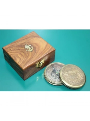 Ahşap Kutulu Pirinç Pusula