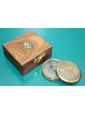 Ahşap Kutulu Pirinç Pusula 16222