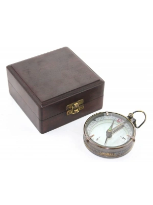 Ahşap Kutulu Pirinç Pusula Model 10