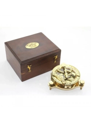 Ahşap Kutulu Pirinç Pusula Model 11