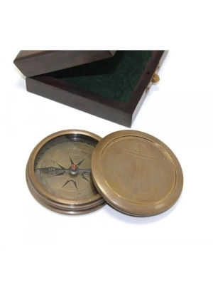 Ahşap Kutulu Pirinç Pusula Model 7