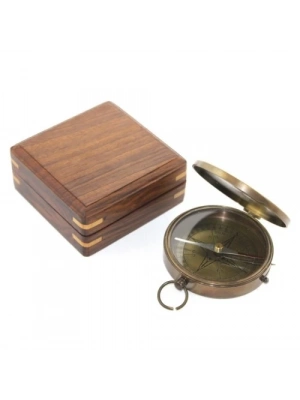 Ahşap Kutulu Pirinç Pusula Model 8