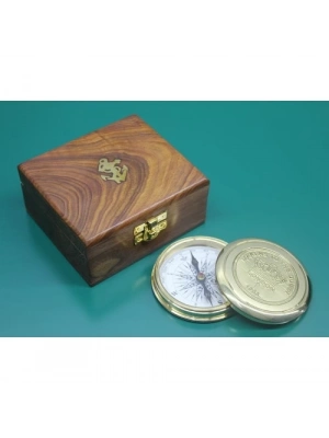 Ahşap Kutulu Pirinç Pusula Model 9