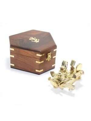 Ahşap Kutulu Pirinç Sekstant Model 2