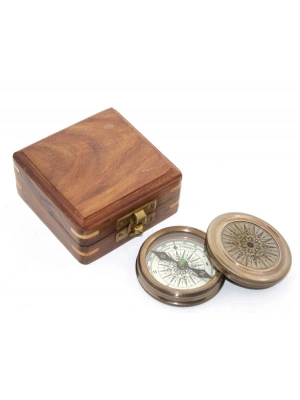 Ahşap Kutulu Pusula Model 1