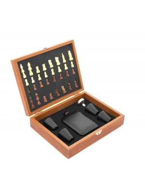 Ahşap Kutulu Satrançlı Matara Seti Alk2682