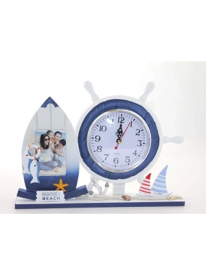 Ahşap Marin Dümenli Çerceveli Saat Alk2456