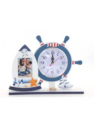 Ahşap Marin Dümenli Çerçeveli Saat Model 2