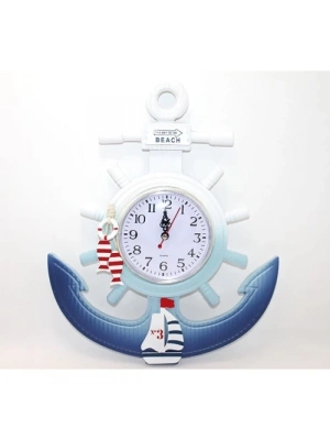 Ahşap Marin Dümenli Ve Çapa Tasarımı Saat Model 1