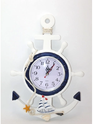 Ahşap Marin Duvara Asmalı Dümenli Saat Alk2446