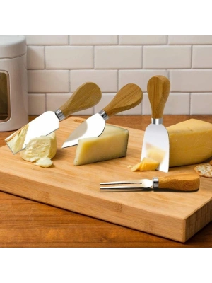 Ahşap Saplı 4 Lü Peynir Bıçağı Seti