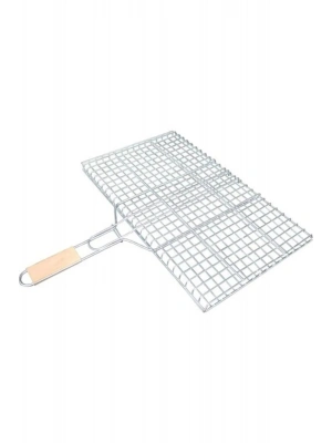 Ahşap Saplı Mangal Izgarası Galvanizli Paslanmaz Kafes Demir 30 x 40 cm