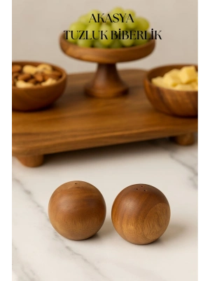 Akasya 2’li Top Tuzluk Biberlik Seti - Şık ve Doğal