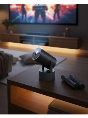 ® Akıllı Projeksiyon Cihazı Karaoke Mikrofonlu 1080P Android