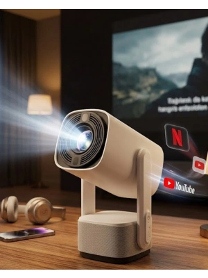 Akıllı Projeksiyon Powerbankli Taşınabilir Sinema Projektörü 4k HD Kaliteli